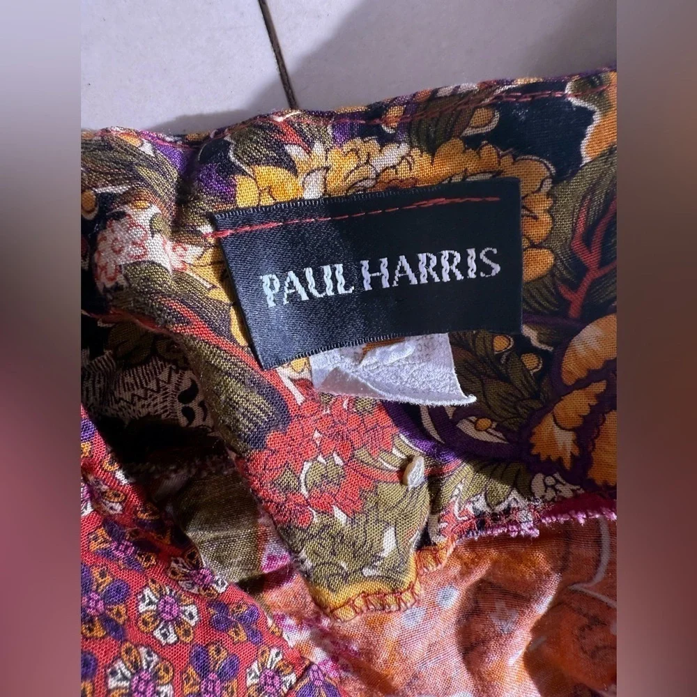 paul harris jumpsuit dress floral 9/10 Vintage Colorful Summer Cotton Pocket - Picture 4 of 16